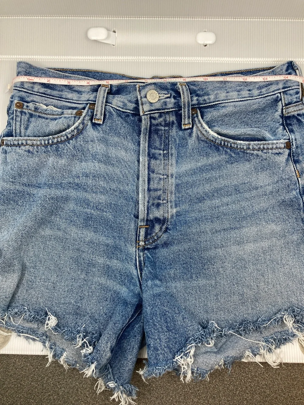 Agolde Parker High Rise Denim Cutoff Shorts Medium Wash Frayed Hem S637